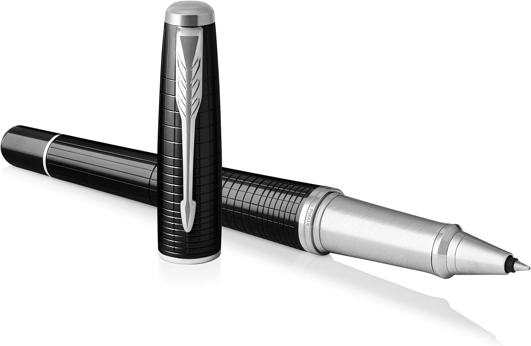 PARKER Urban Rollerball Pen, Premium Ebony Metal Chiselled with Fine Point Black Ink Refill (1931614)