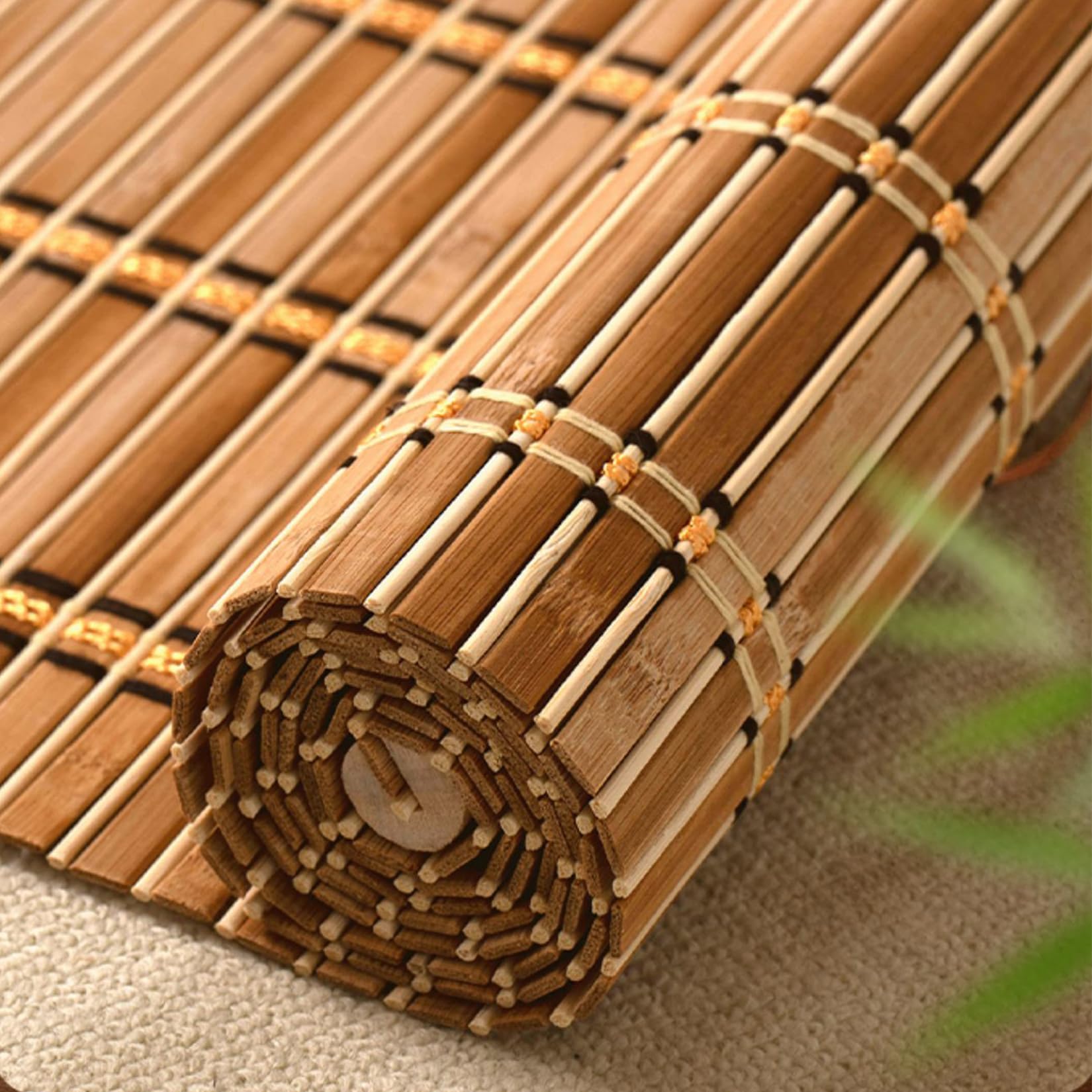 Store Enrouleur Bambou pour Fenetre,Store Occultant Venitien sans Percage Intimité Écran 50% Protection Solaire Rideau de Roseau,pour Intérieur,Extérieur,Jardin