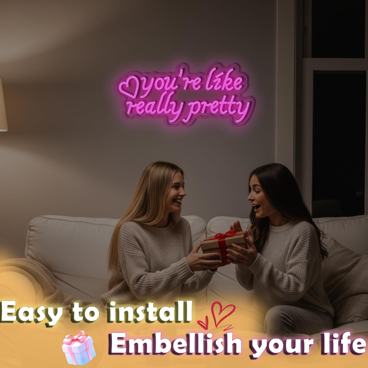 You're like really pretty neon sign, suitable for teenage girl, wife, girlfriend room decoration, pink neon sign for bedroom, salon, wedding party, gift for girl