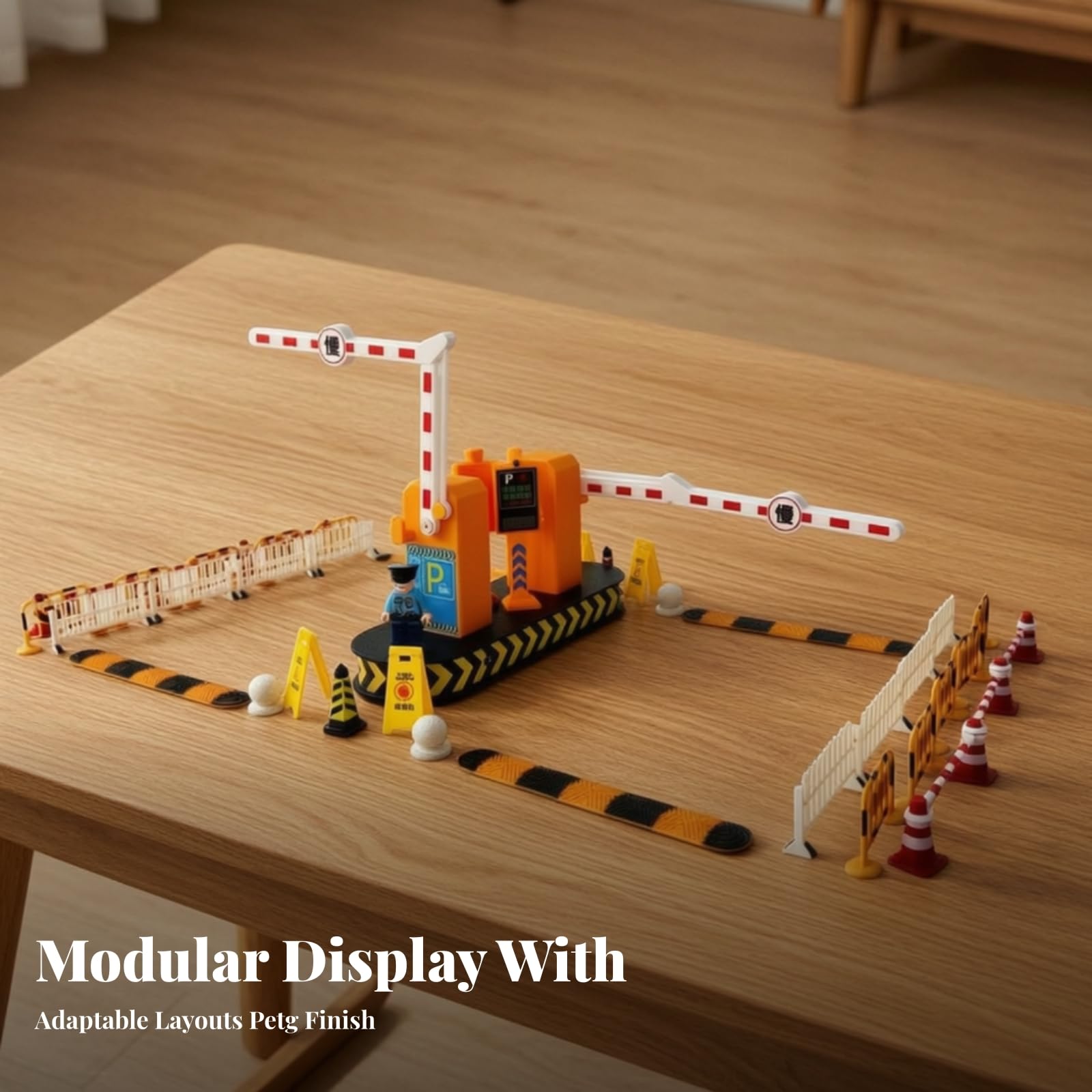 Tischdisplay mit automatischer Schranke | Doppelschranken-Parkeingangsmodell, stabil, Miniaturmöbel, für Diorama, Modellautoszene, Regal, Modellbau-Liebhaber