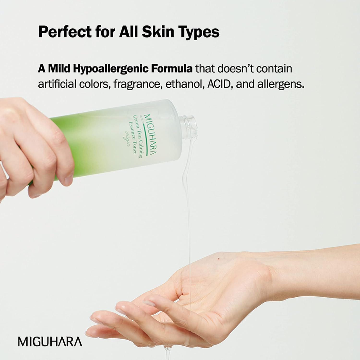 [MIGUHARA] Green Tea Calming Essence Toner Origin 200ml / 6.76 Fl Oz | Facial Toner, Hydrating Toner, Skin Recovery, Calming Toner | All Ingredients Graded EWG Green