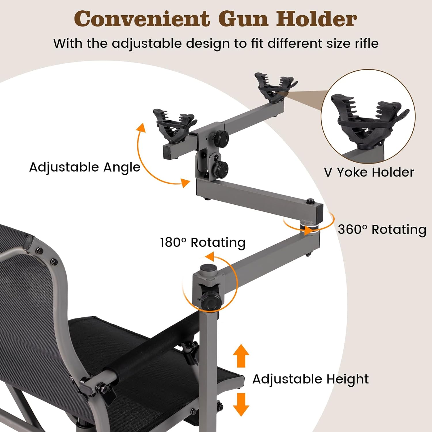 Giantex 360° Swivel Hunting Chair with Gun Rest, Adjustable Armrests, Telescopic Legs, All-Terrain Duck Feet, Shoulder Strap, 330 Lbs Capacity, Outdoor Ground Blind Seat, Folding Deer Hunting Seat