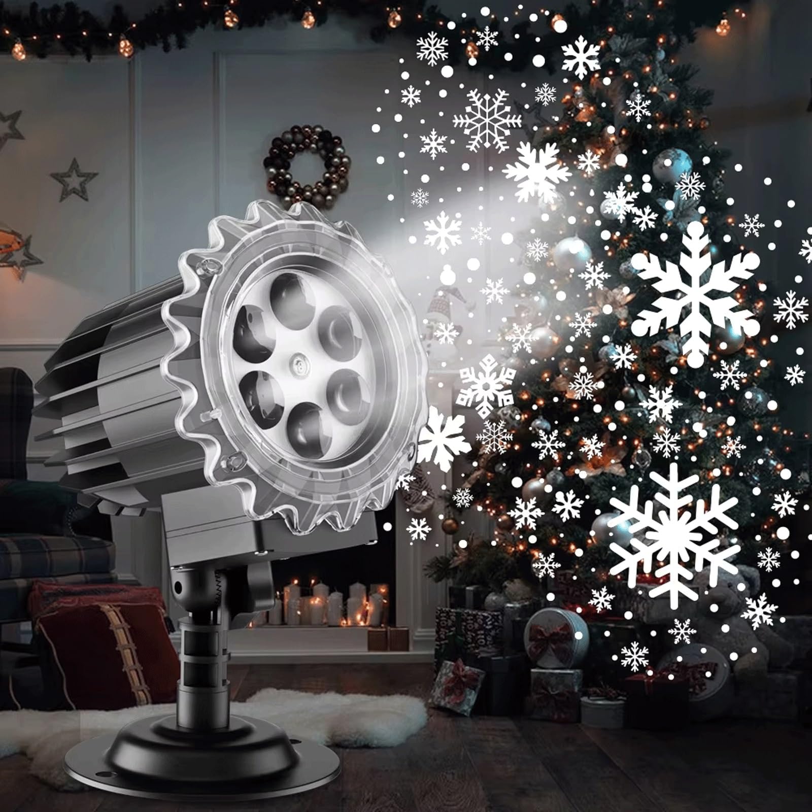 Projecteur de tempête de neige rotatif LED étanche IP44 pour décoration lumineuse de fête