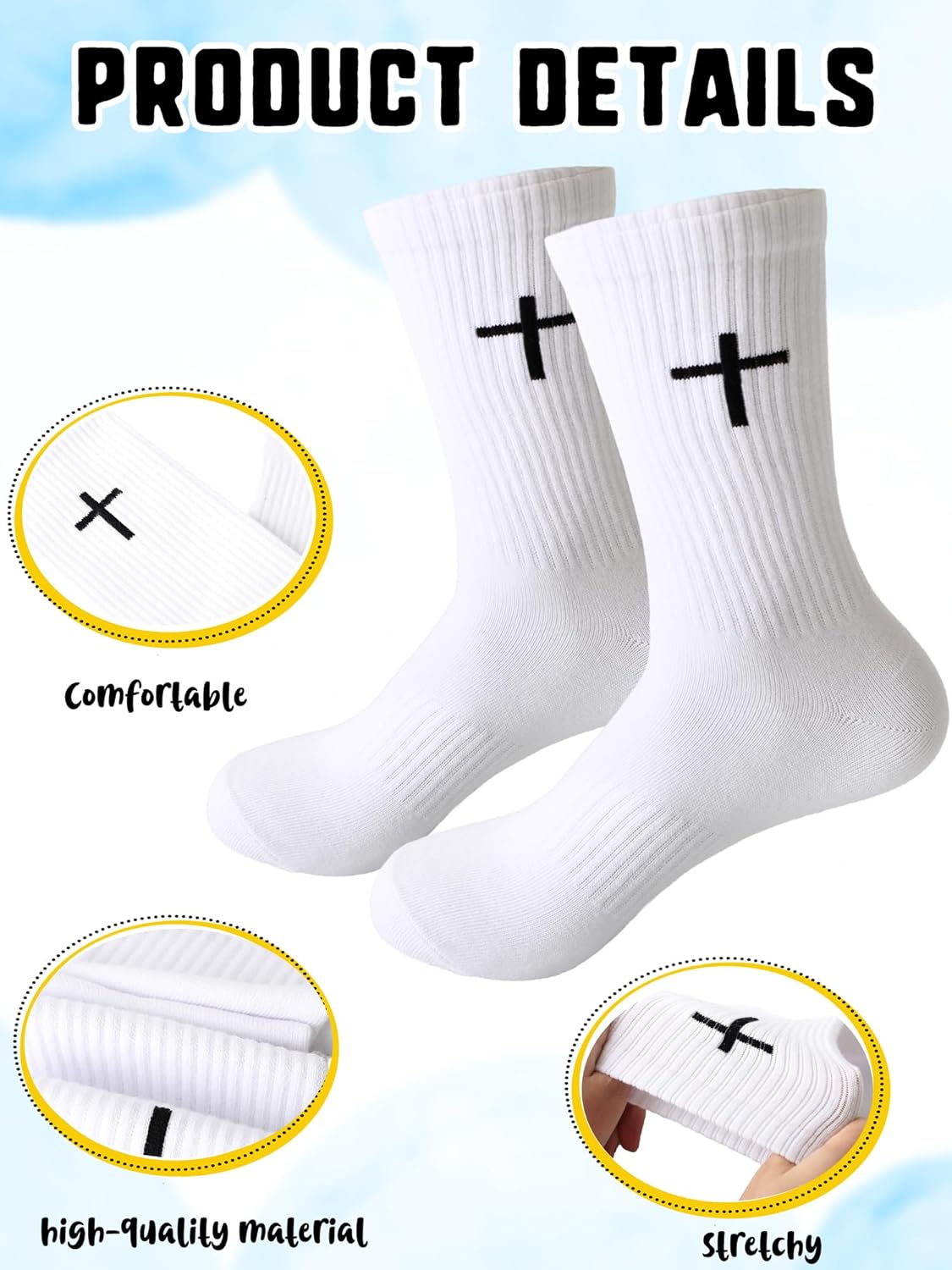 15 Pairs Christian Cross Socks Religious Crew Socks for Men Christian Christmas Easter Gifts - Image 3