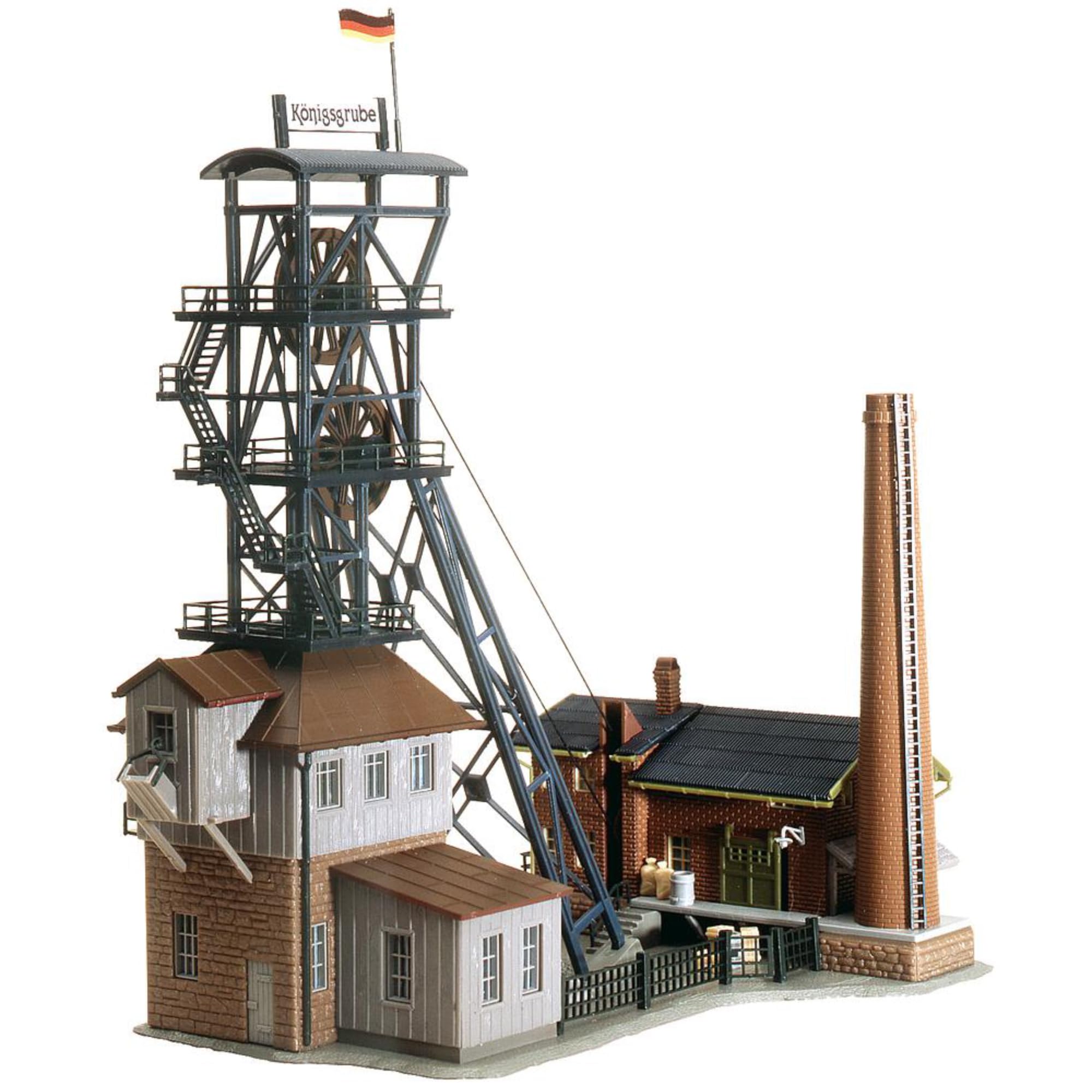 FALLER Förderanlage Königsgrube Modellbausatz mit 209 Einzelteilen 174 x 118 x 184 mm I Modelleisenbahn Zubehör N I Modelleisenbahn N Schachthalle