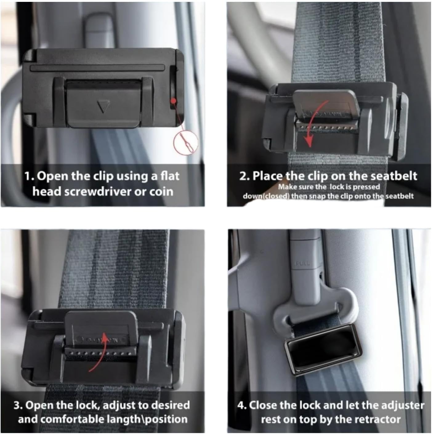 HUIANTS 2PCS Car Seatbelt Adjuster for car Universal Car Seat Belt Pads Cover for More Comfortable Driving (CR*)