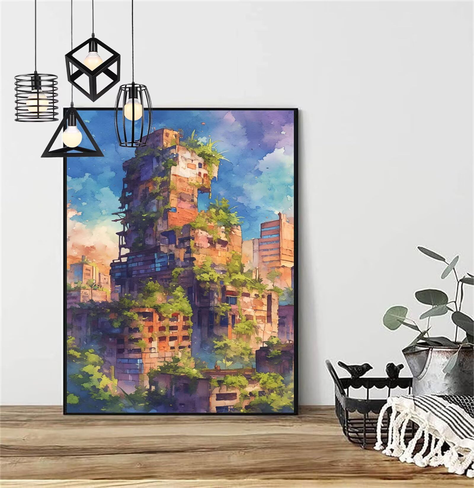 Malarstwo diamentowe dla dzieci, motyw ruiny 2025, obraz diamentowy 60 x 90 cm, kryształ haft krzyżykowy, obrazy do majsterkowania, dla dziewczynek 8 lat, zestaw do majsterkowania, do domu, na ścianę