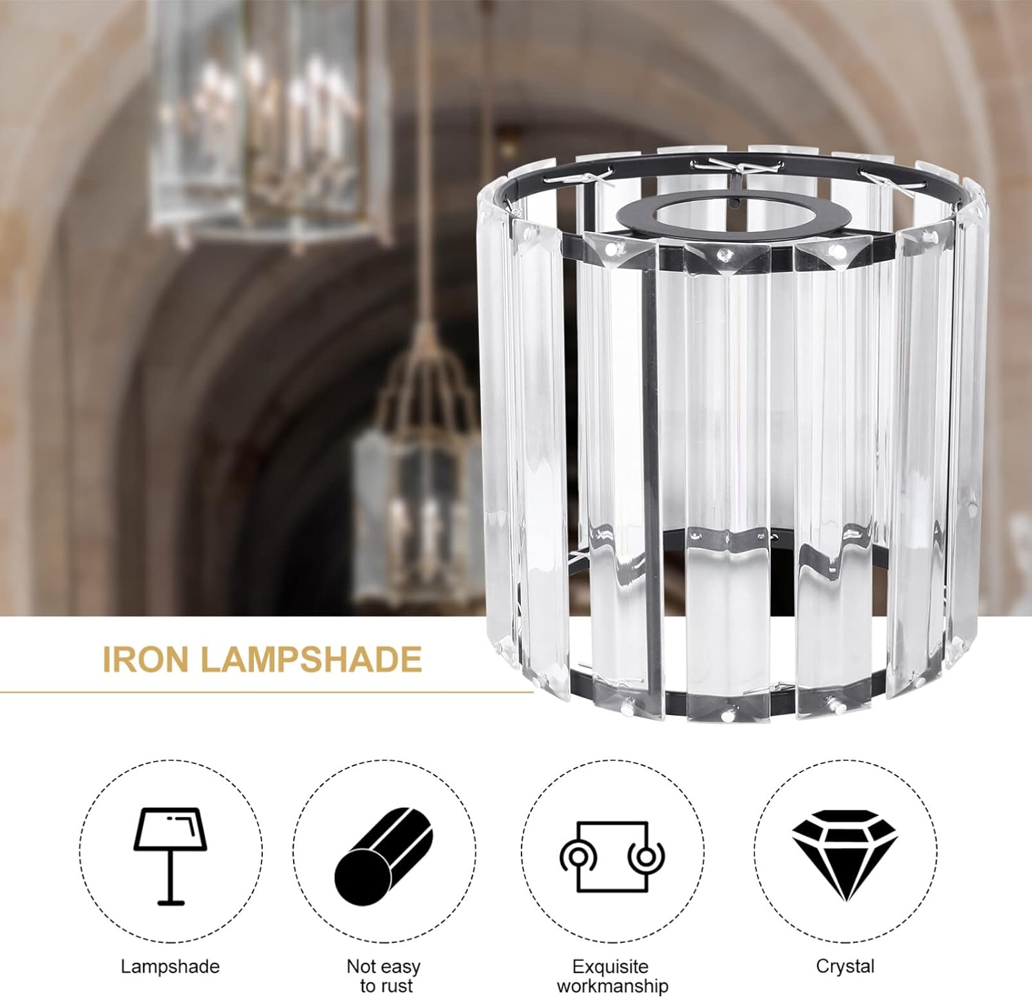 Drum Lampshades Crystal Lamp Shade Clear Glass Shade Cylinder Shaped Replacement Modern Ceiling Light Cover for Pendant Wall Sconces