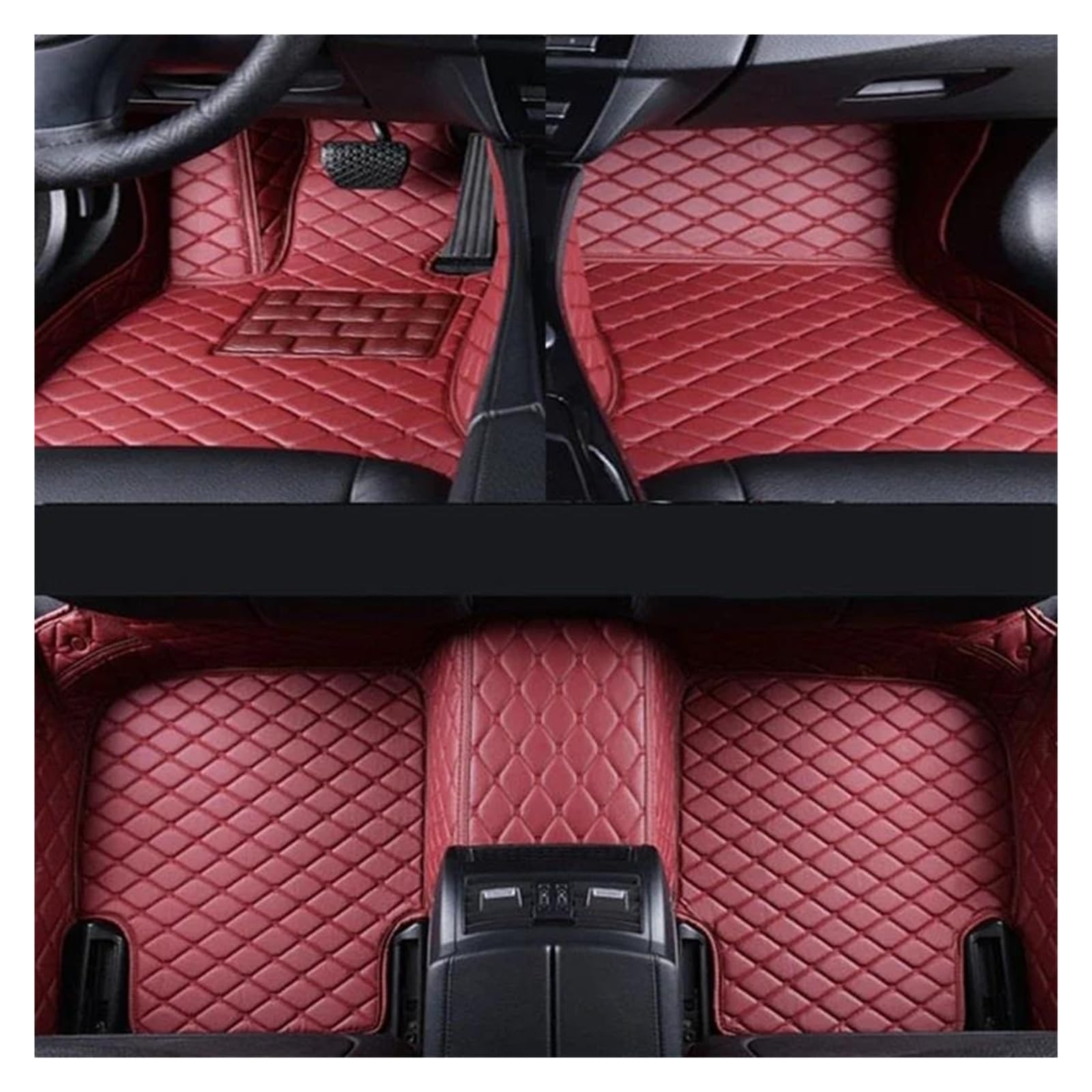 Auto Fussmatten Für X2 2018 Auto Teppiche Fuß Coche Innen Zubehör Custom Car Fußmatten Künstliche Leder Fußmatten Automatten(WEINROT)