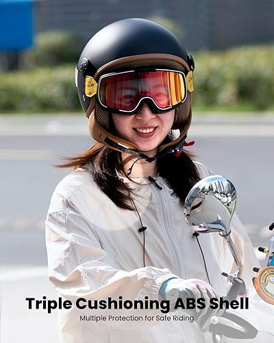 Miniatura 4 de ILM Casco de motocicleta de cara abierta 34 para mujeres y hombres, casco retro para ciclomotor, scooter, crucero, casco vintage, medio casco DOT