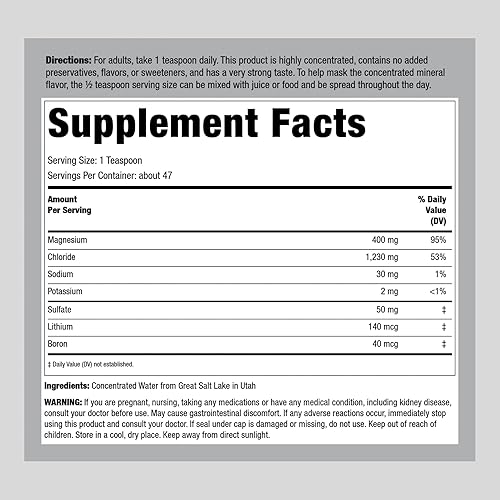 Miniatura 2 de Magnesio iónico líquido  400 mg  8 oz  Suplemento sin OMG, sin gluten  por Piping Rock