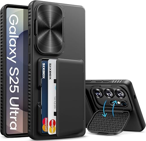 Miniatura 12 de Funda para iPhone Air con soporte para tarjetas, soporte integrado y cubierta para lente de cámara, a prueba de golpes, de silicona resistente a