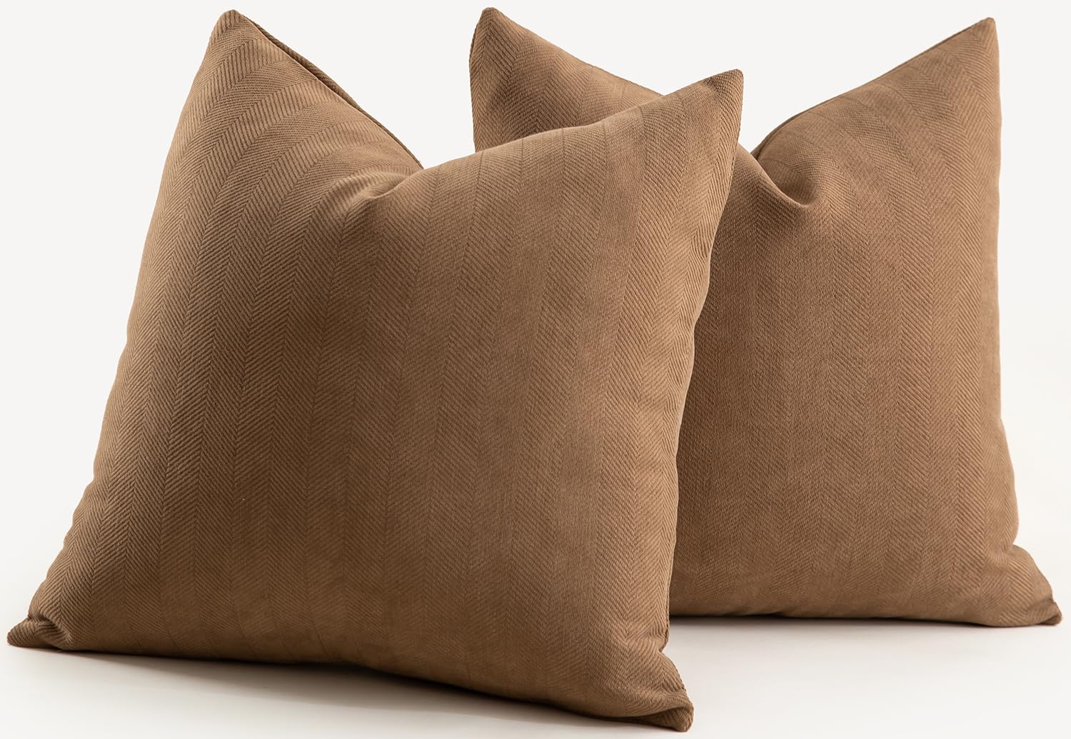 Mandioo Pack of 2 Chenille Cushion Covers Soft Comfortable Durable Throw Pillow Cases for Home Decor Sofa Couch Living Room Bedroom 24 x 24 Inch 60x60 cm Brown