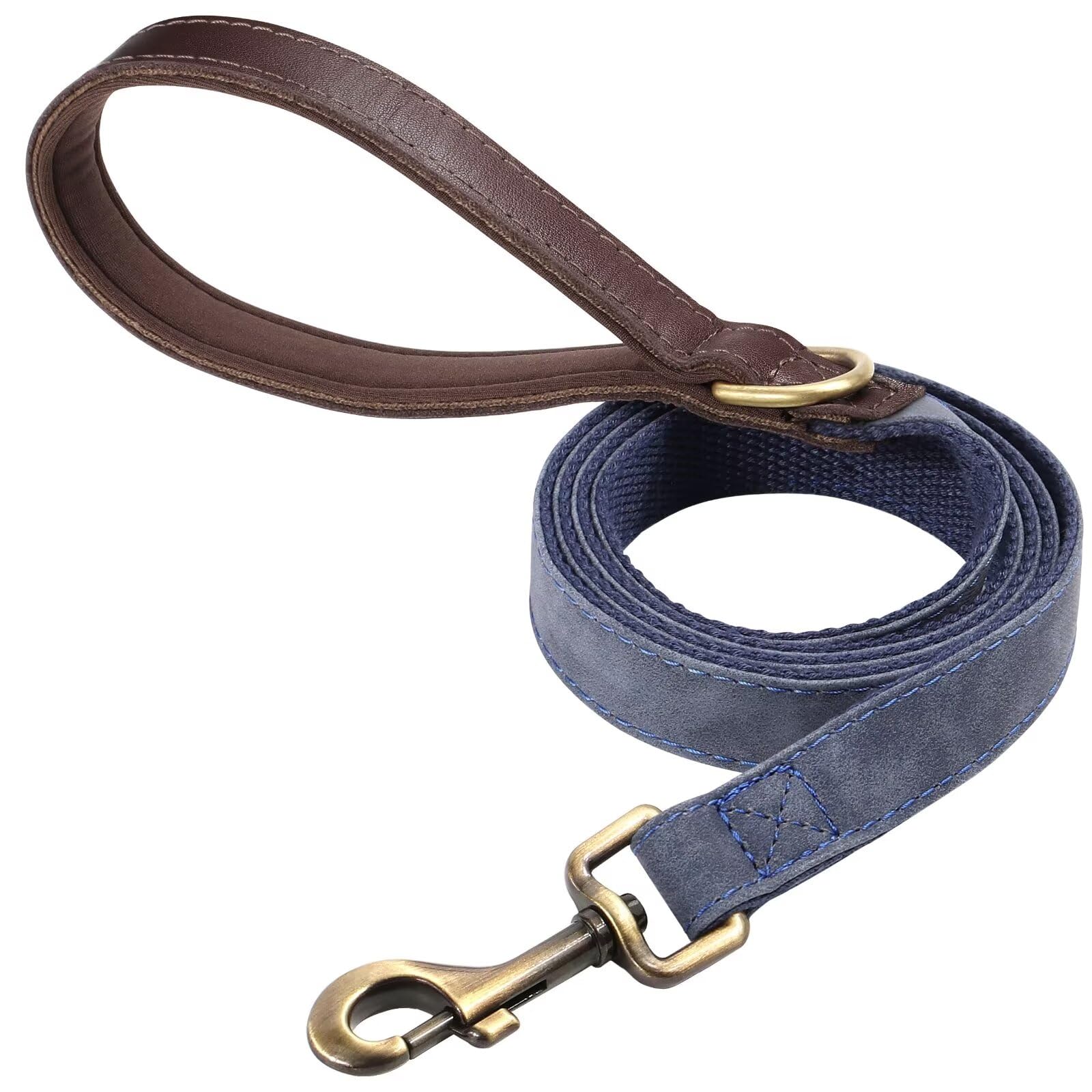 Didog PU Leather Dog Leash for Small Dogs 4.5ft, Soft Padded Handle Dog Leashes for Medium Size, Walking and Training Leashes Faux Leather for Large Pet,Blue