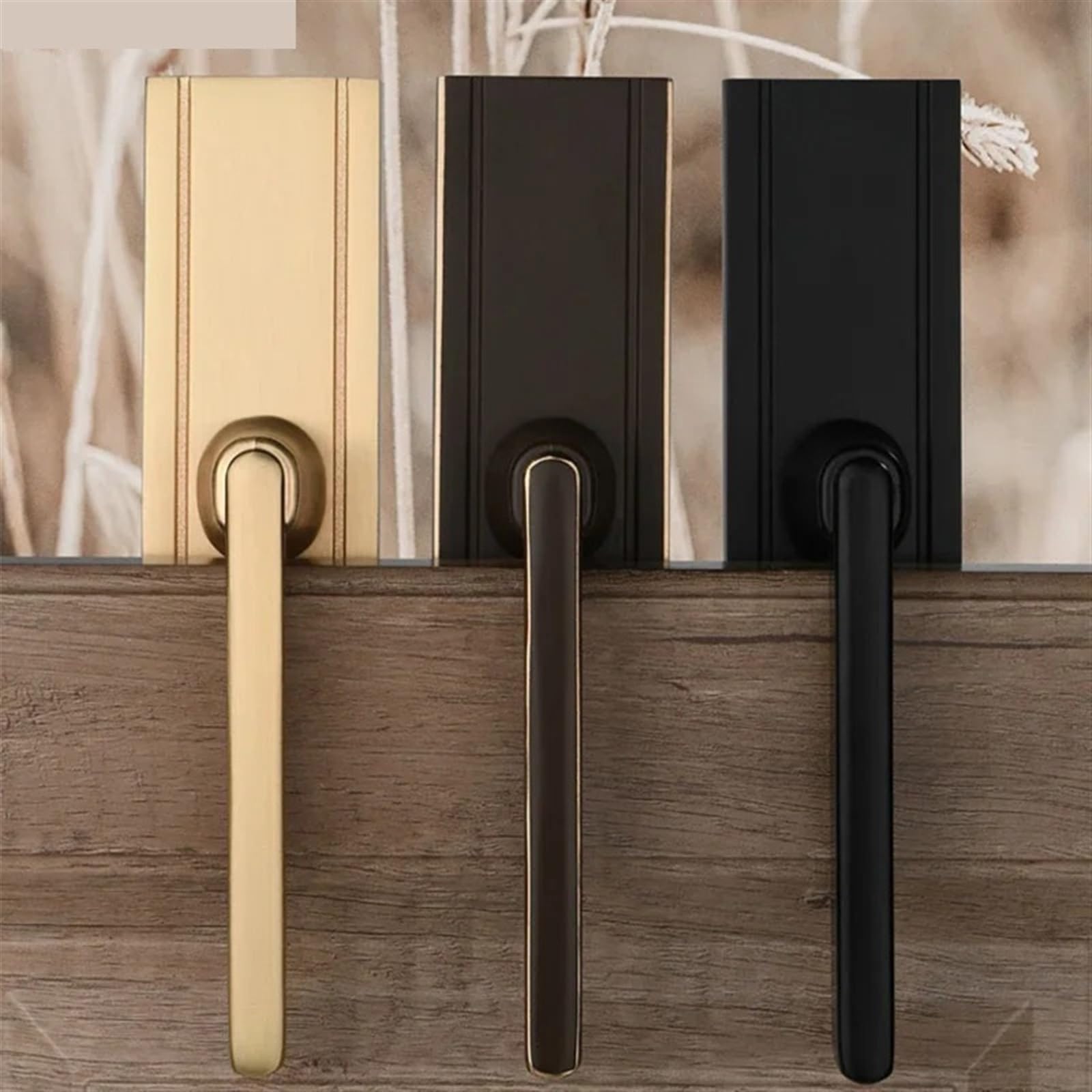 1 Juego de cerradura for dormitorio interior, manija puerta madera maciza for el hogar, lujo con luz cepillada cobre, accesorios hardware for Manilla Puerta Exterior(Gold)