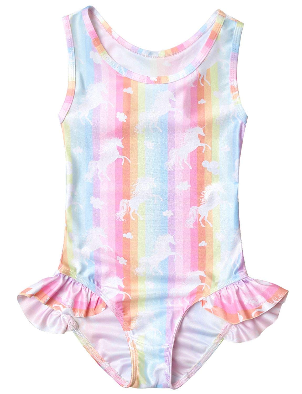 QPANCY Girls Swimsuits Unicorn Bathing Suits Toddler Kids One Piece Swimwear