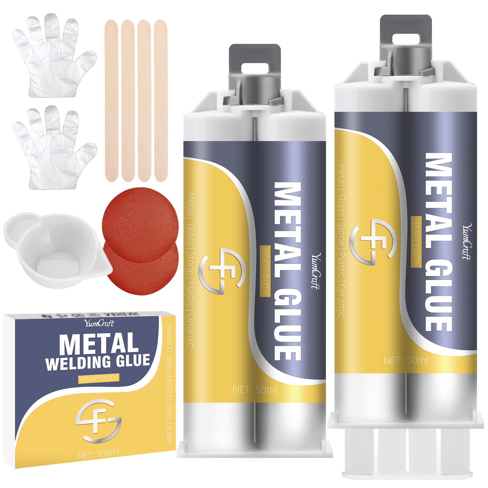 Colla Metallo 100ml, Stucco per Metallo Bicomponente per Metalli, Metallos Liquido per Riparazione Multiuso, Metal Repair Paste Adesivo ad Alta Resistenza, Impermeabile & Resistenza al Calore