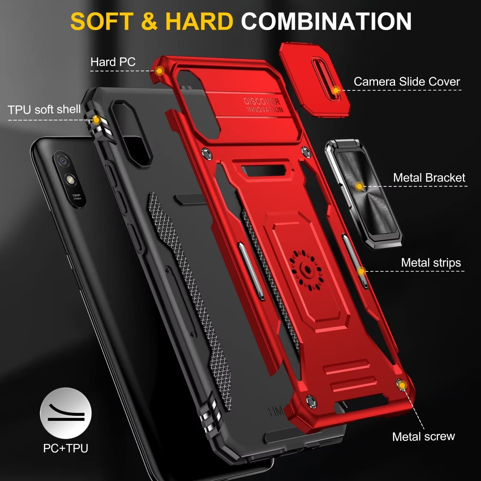 Case for Redmi Note 12 Pro 4G,Military Protection [Built-in Kickstand] [Magnetic Car Holder] Dual-Layer Heavy Duty TPU+PC Shockproof Phone Case for Xiaomi Redmi Note 12 Pro 4G (Black