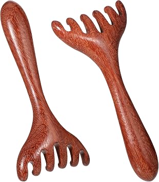 2 PCS Wooden Massage Comb 6 Claws, Wooden Head Foot Massager Scalp, Wood Therapy Massage Tools for Head, Back, Legs, Feet, Wood Scalp Massager for Fathers Day and Mothers Day Gifts