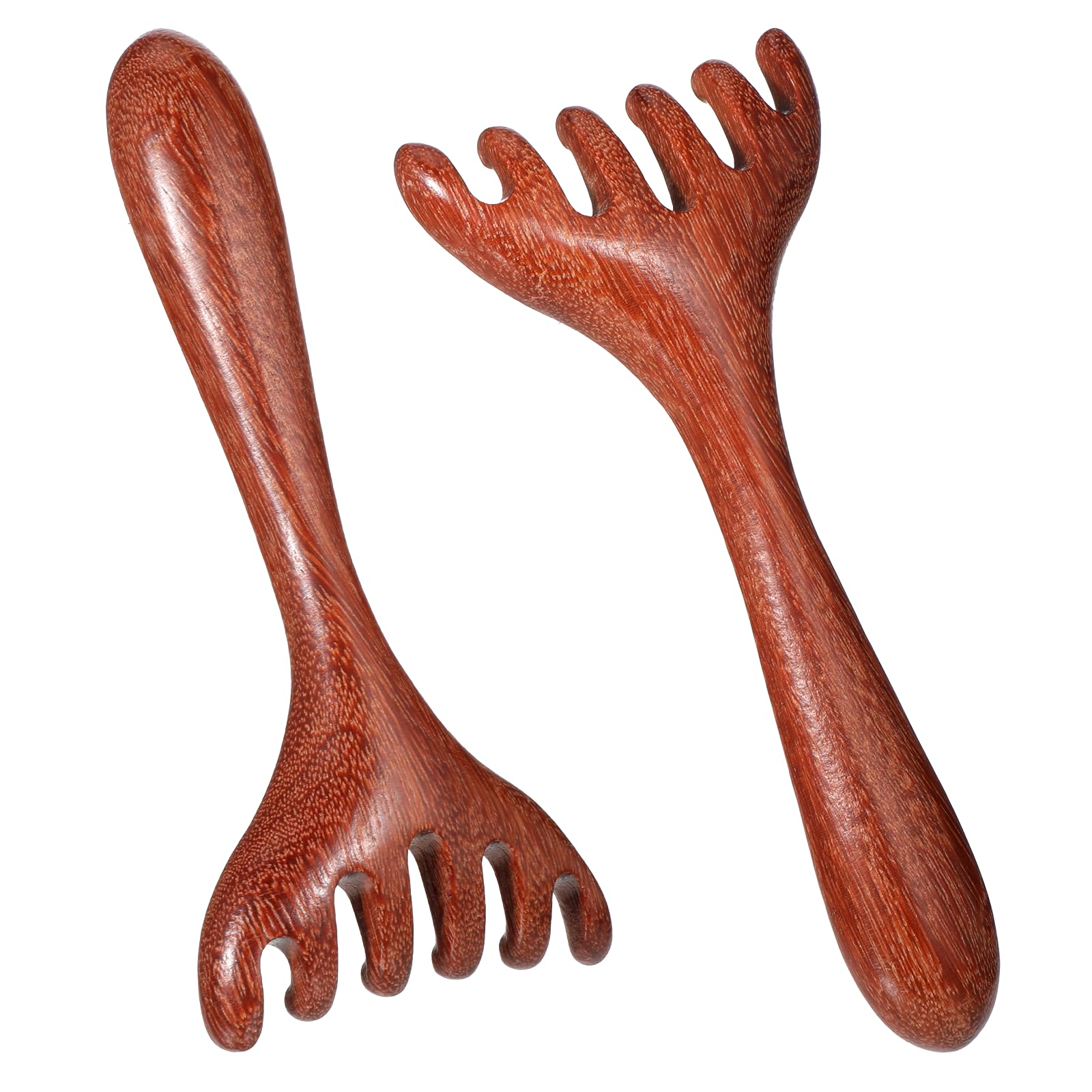 2 PCS Wooden Massage Comb 6 Claws Wooden Head Foot Massager Scalp Wood Therapy Massage Tools for Head
