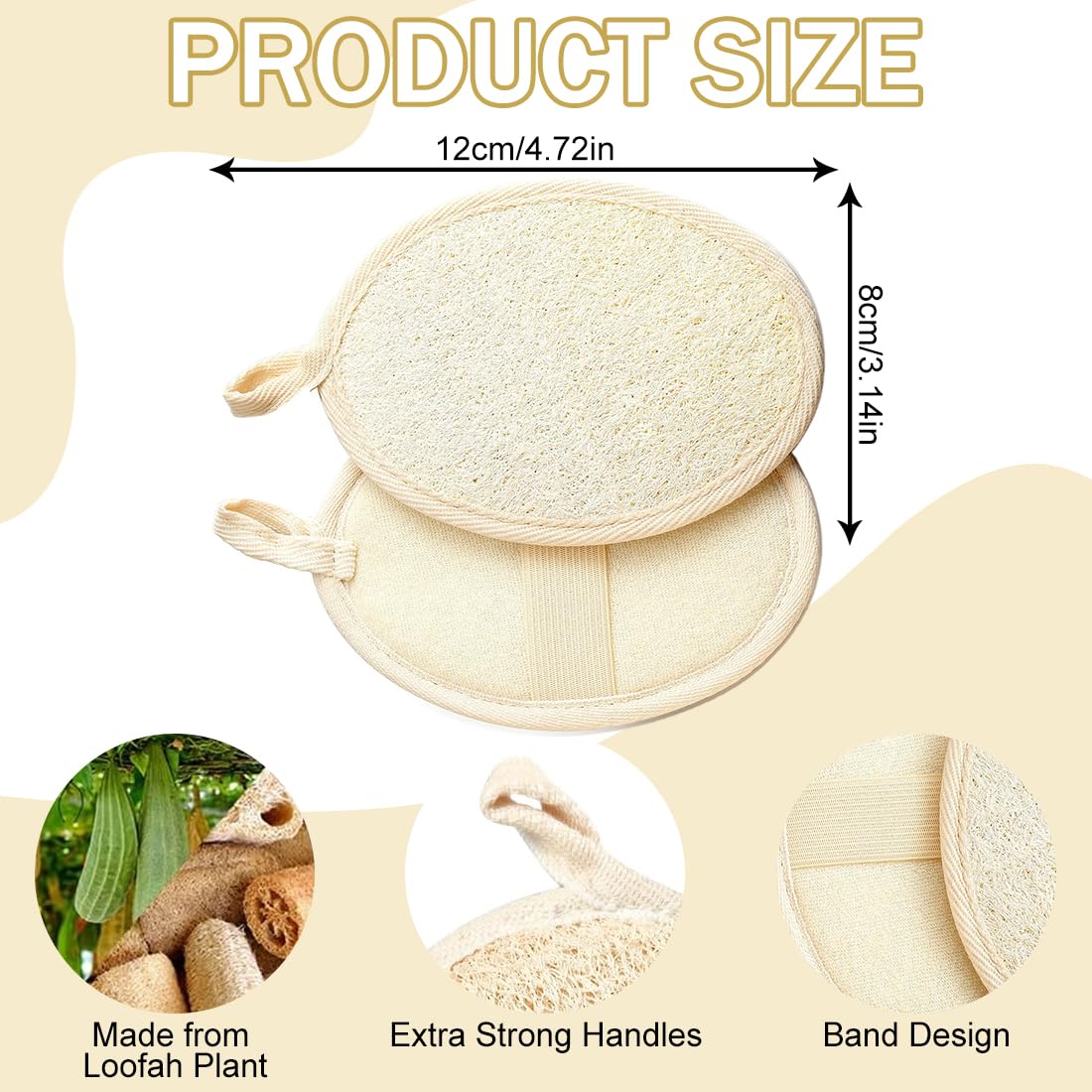 2 Pièces Épurateur Exfoliant pour Le Corps en Éponge de Luffa Naturel, Loofah Naturel, Éponge Luffa Organique, Eponge De Bain Naturelle, Loofah pour Femmes et Hommes