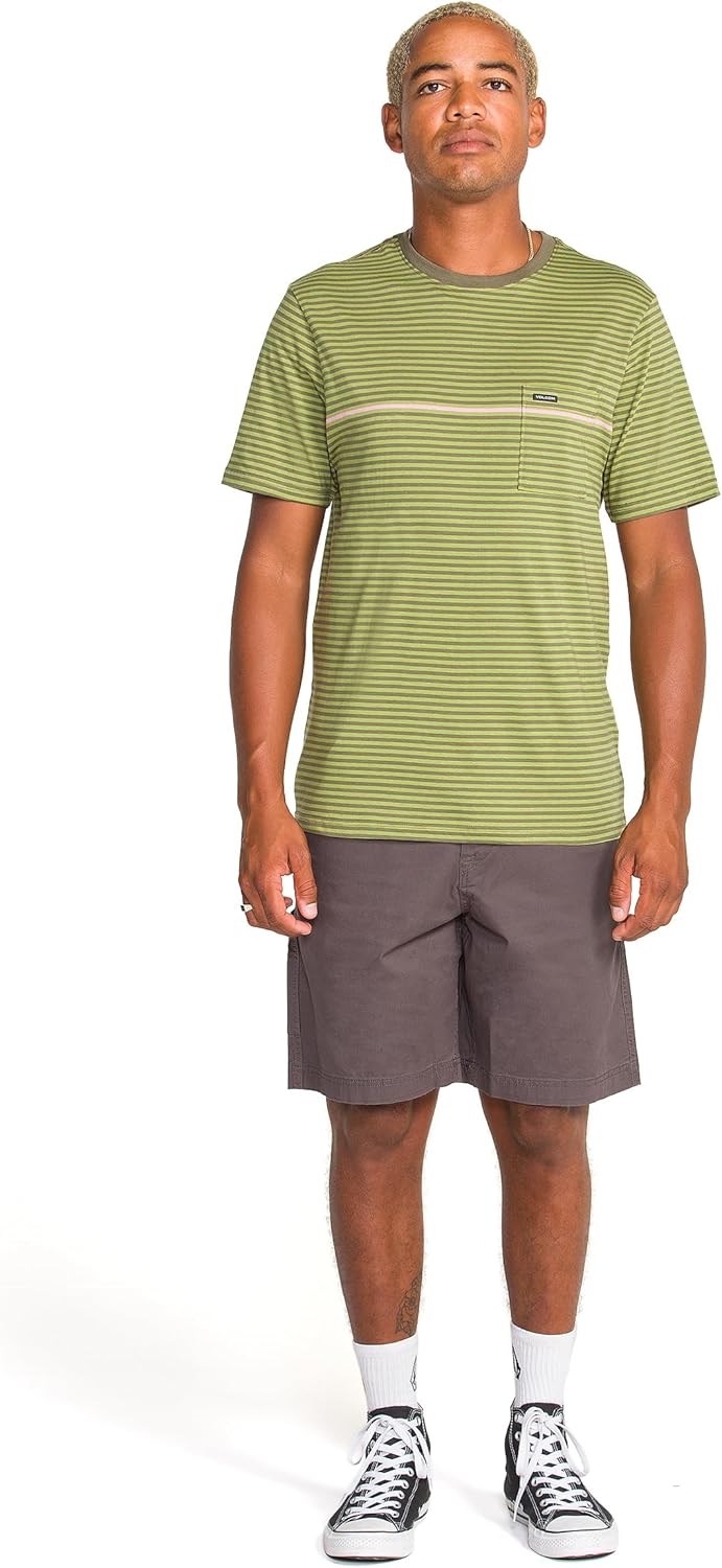 Volcom Men's Striped Knit T-Shirt – Short Sleeve Crewneck Tee, Soft Cotton Jersey - Image 2