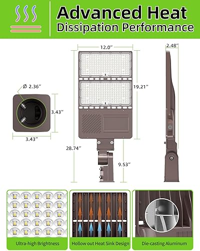 Miniatura 7 de Luz LED de estacionamiento 320 W 256 W 192 W ajustable con fotocélula UL DLC listado 48000LM LED Shoebox Pole Flood Lights Slip Fit Mount 5000K IP65