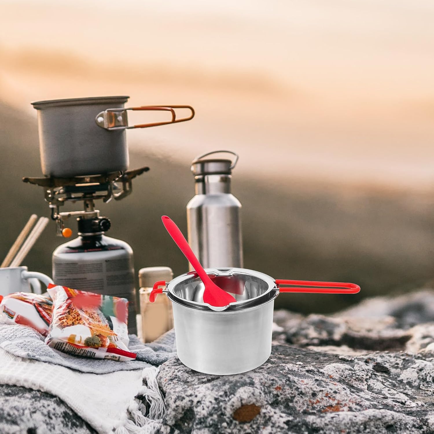 Chocolate Melting Pot with Spatula 600ml Set Stainless Steel