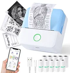 Mini impressora Print Pods, fabricante de adesivos térmicos sem tinta com 10 rolos de papel para impressão, Printpod de bolso para celular, impressora portátil para anotações, flashcards, diário, faça