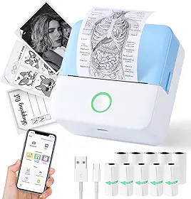 Mini impressora Print Pods, fabricante de adesivos térmicos sem tinta com 10 rolos de papel para impressão, Printpod de bolso para celular, impressora portátil para anotações, flashcards, diário, faça