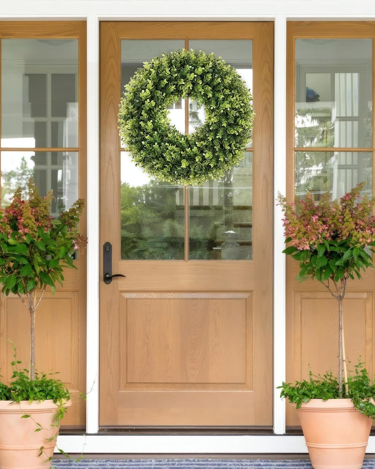 50.8cm, Buchsbaum-Türkränze, Frühling- und Sommer-Türkranz für die Haustür, künstlicher grüner Kranz für alle Jahreszeiten, für Farmhaus, Hochzeit, Veranda, Wand