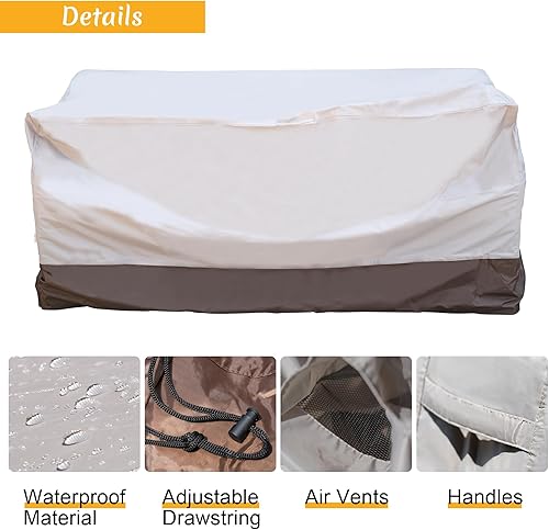 Miniatura 6 de ovios Fundas para muebles de patio, funda impermeable para sofá de 3 plazas y otomanos, sofá seccional para mesa de uso general, 73.2 pulgadas de