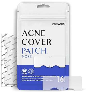 Avarelle ZitOut Nose Patches 16 Patches | Tea Tree Acne Patches for Nose Zits & Pore Blackhead | Nose Strips for Blackheads with Niacinamide | Blackhead Strips | Hydrocolloid Nose Patches