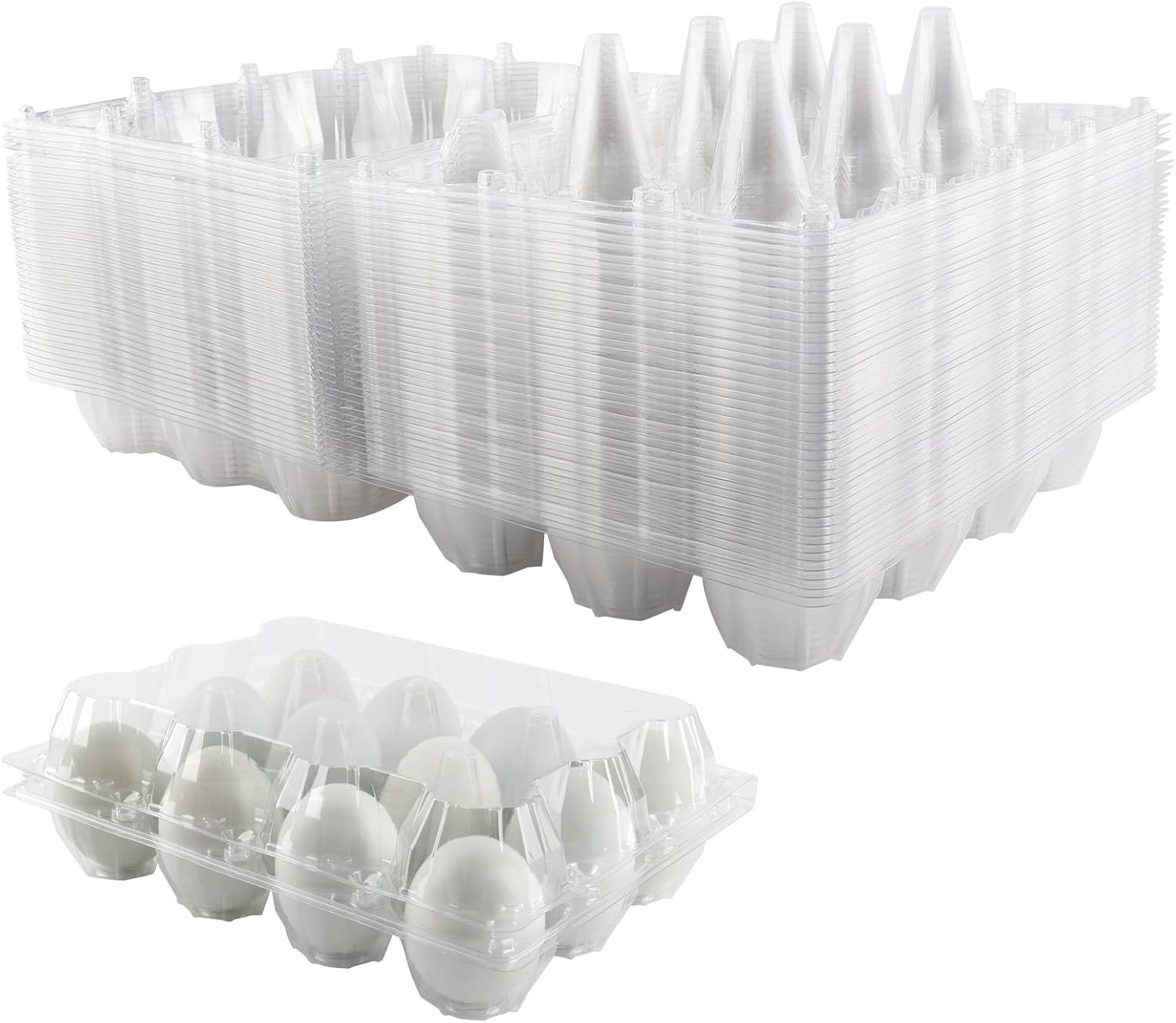 40 Pack Jumbo Egg Cartons 12 Count Bulk, Clear Plastic Reusable Egg Cartons, Fits Duck, Turkey & Goose Eggs, for Farmers & Market Display