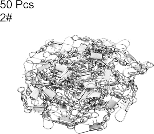Miniatura 7 de PATIKIL Barril giratorio de pesca con broche de entrelazado, 50 piezas de 101 libras de acero al carbono sólido para pesca de agua salada en agua