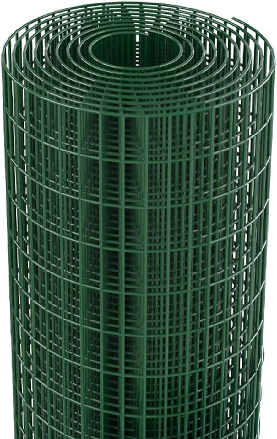 Rotolo Di Rete Metallica Zincata E Plastificata Da 25 m, Elettrosaldata Rigida per Recinzioni di Giardini, Orti e Spazi Esterni (125 Cm)