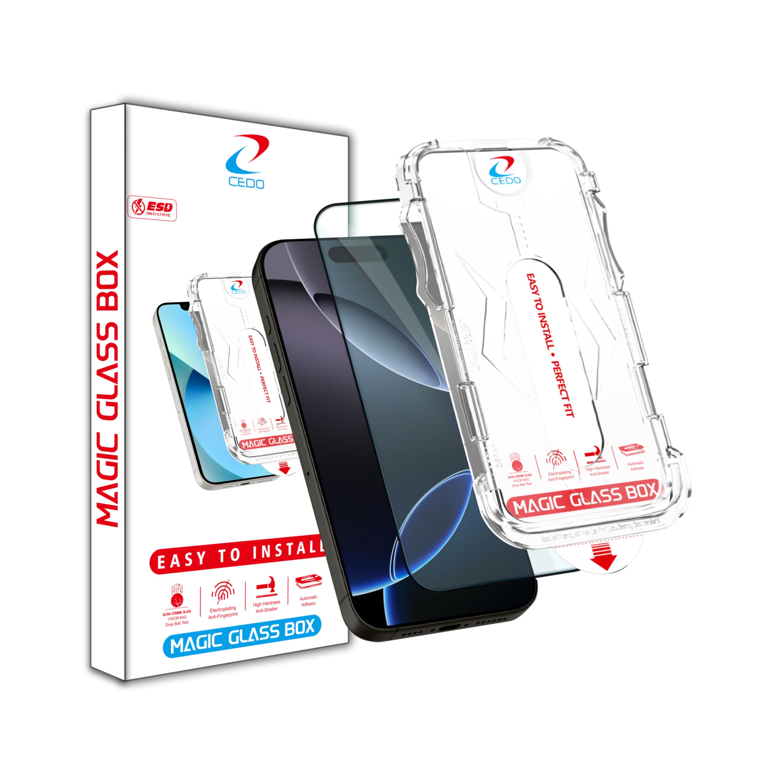 CEDO Magic Box Tempered Glass for iPhone 16 Pro Max | Dust & Bublle Free Installation Screen Protector with auto Alignment Tool | HD Clear Quality Tempered Glass with Easy Installation Kit (Black)-image-44