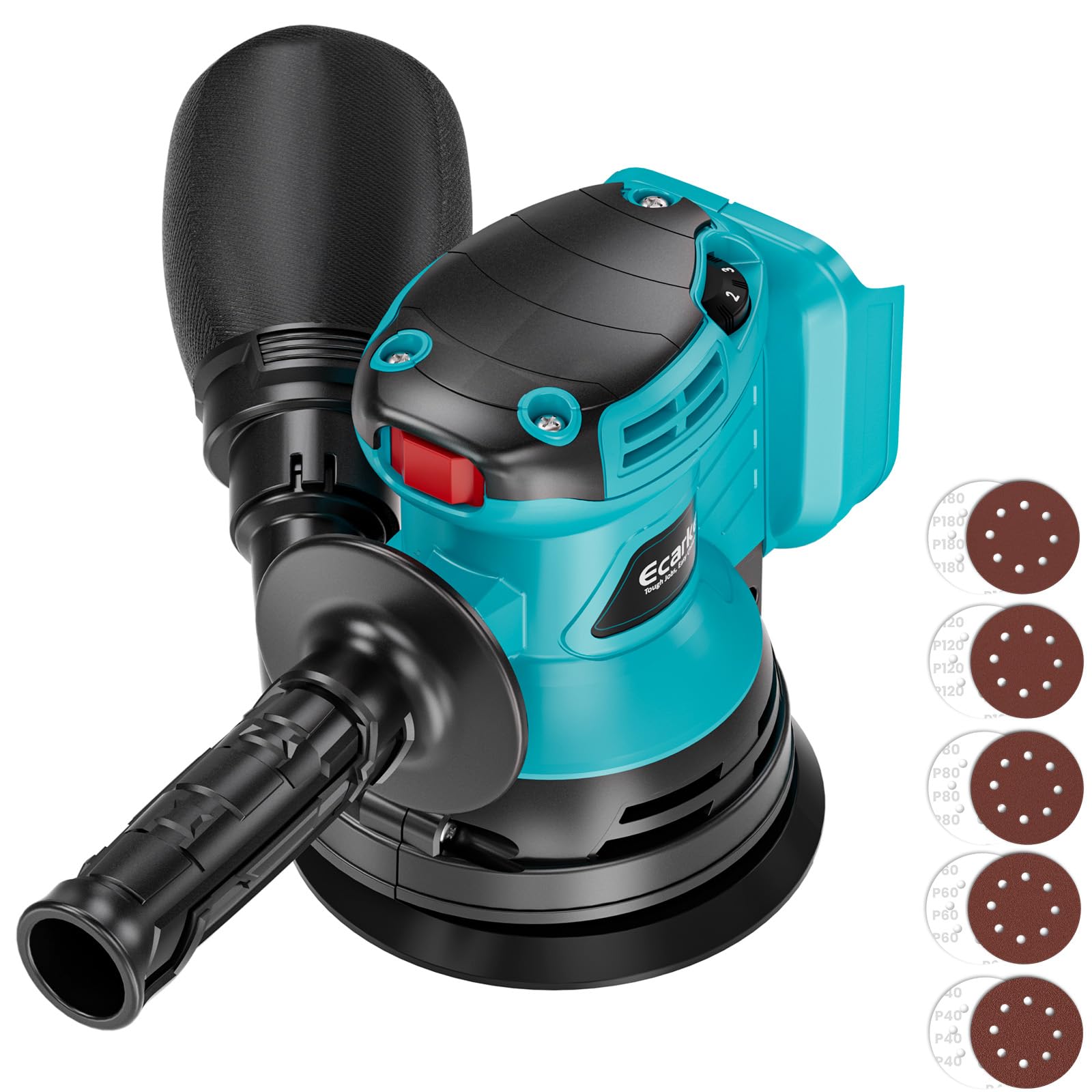 Cordless Random Orbital Sander Compatible With Makita Battery | 15000 RPM 5" Random Orbit Sander Tool with 6 Speeds & Dust Bag & 10 Sandpapers for Woodworking Sanding (Tool only)