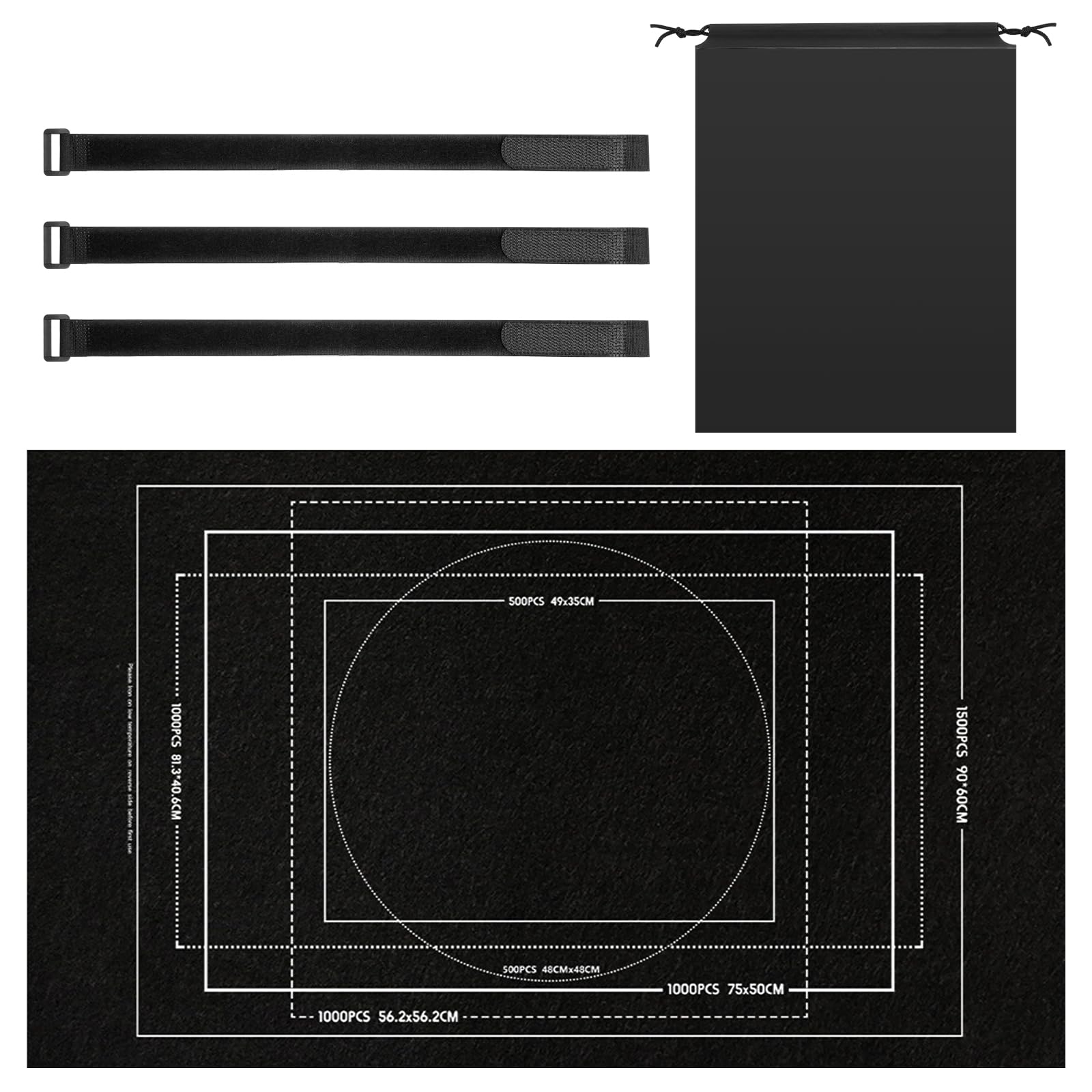 UOCAI Jigsaw Puzzle Mat – Black Puzzle Mat with straps and Storage Bag, Easy Roll Up, Portable and Foldable – Ideal Jigsaw Roll for Adults, Mats for Jigsaws 1500, Large Sets Accessories