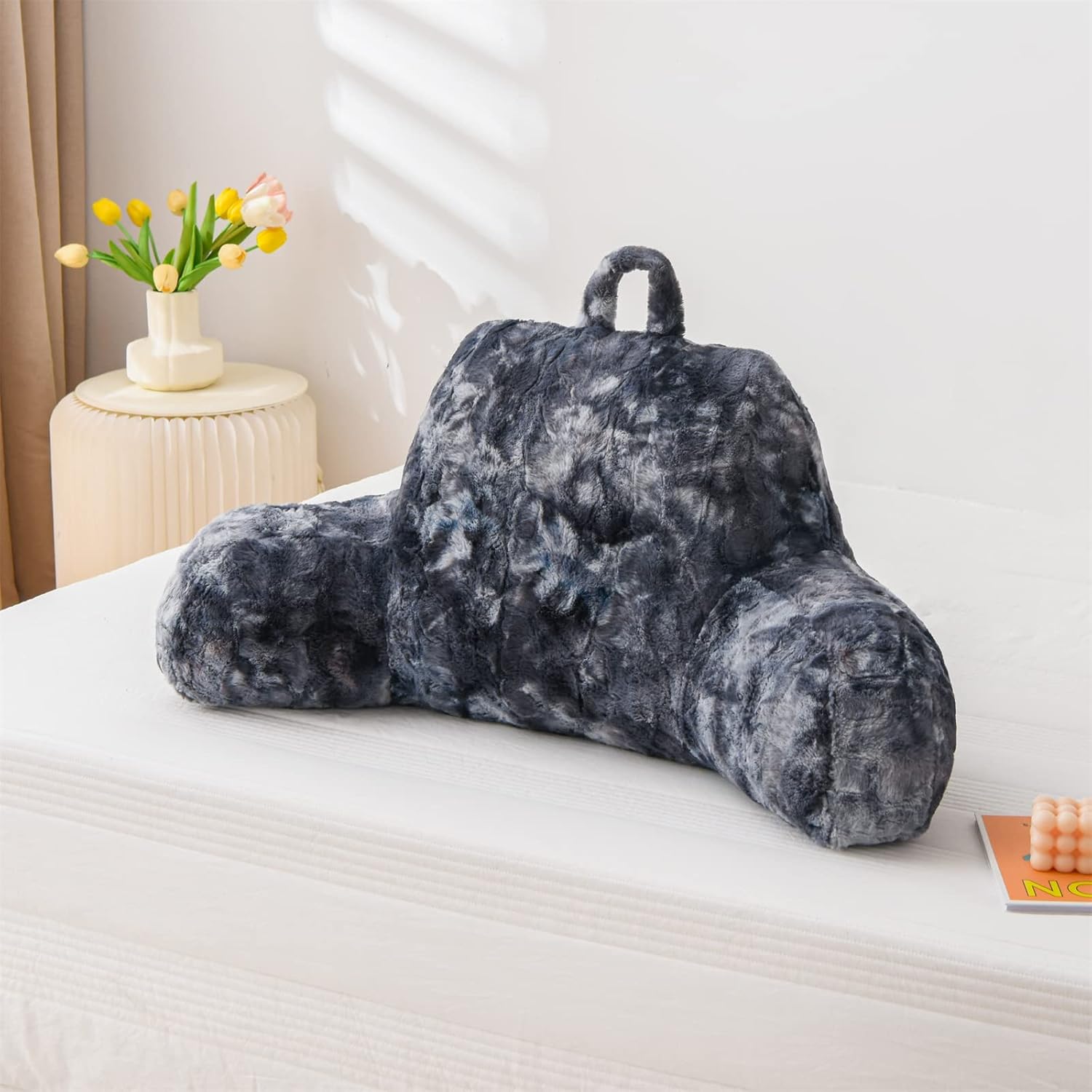 A Nice Night Faux Fur Reading Pillow Bed Wedge Large Adult
