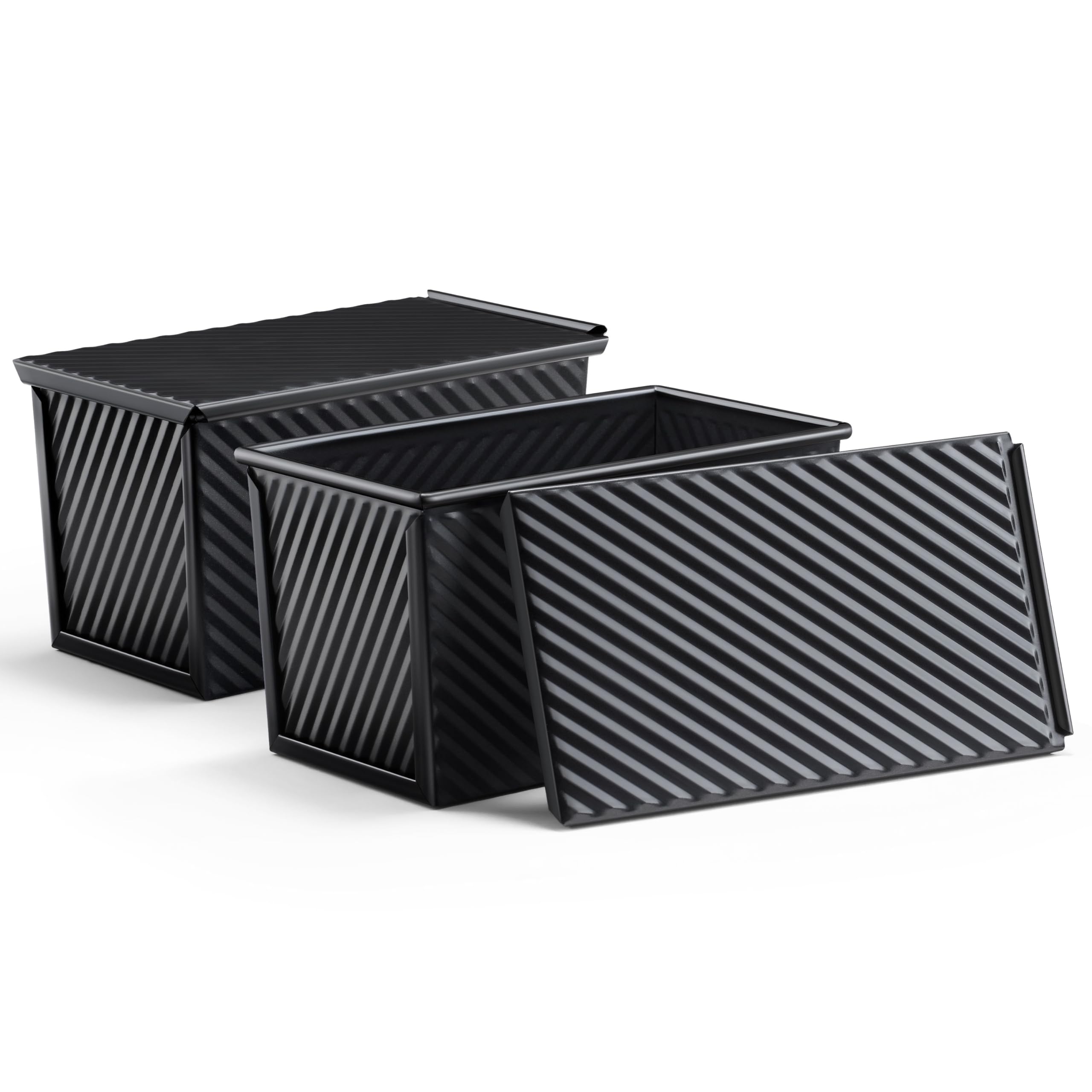 LIANYU 2 Pack Pullman Loaf Pan with Lid, 1 Pound Dough Bread Loaf Pans