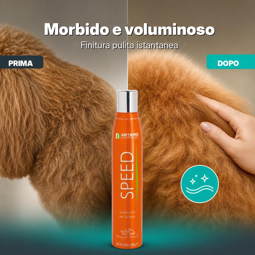 Artero Speed. Shampoo ​​Secco e volumizzante per cani e gatti,