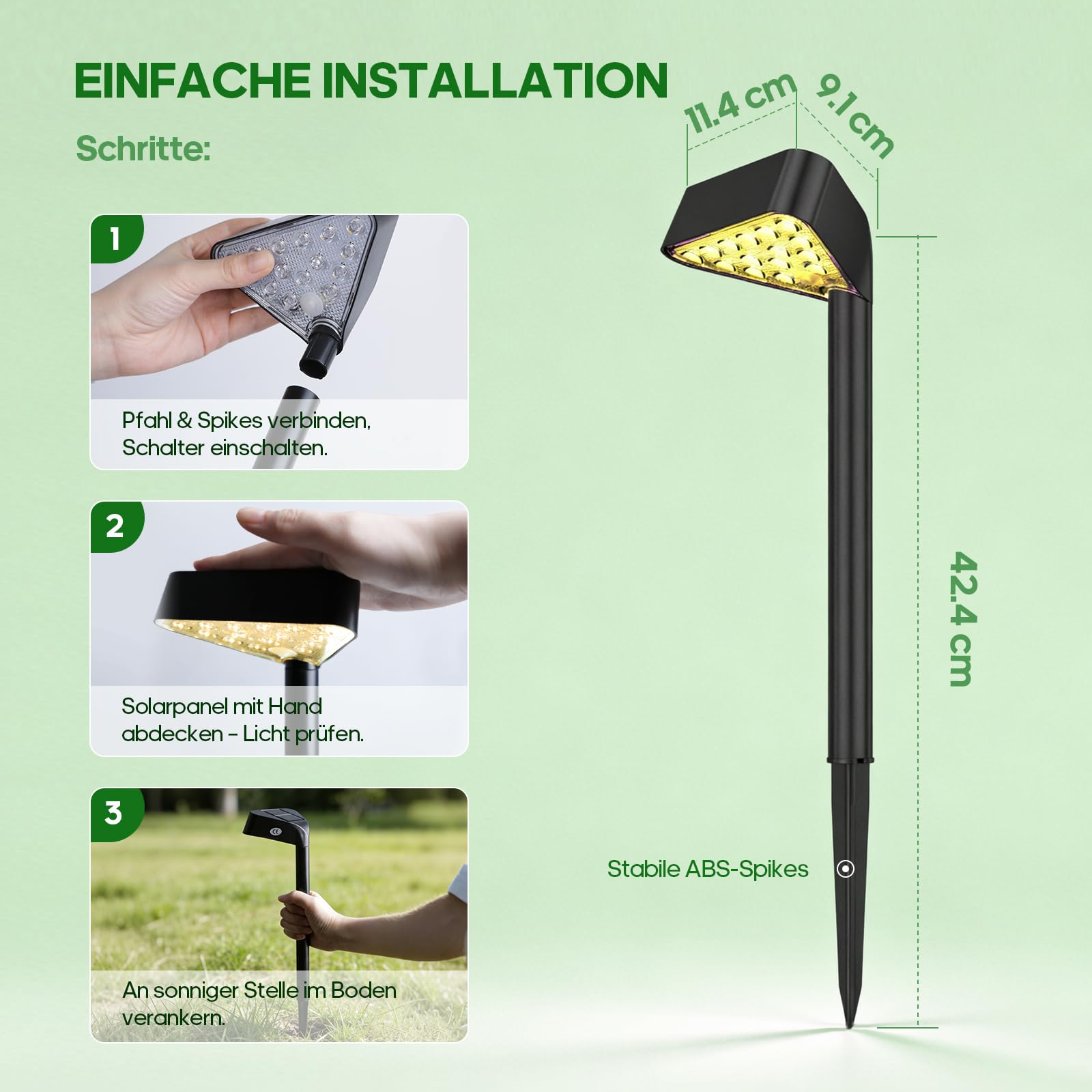 Solarlampen für Außen Garten, 8X15 LEDs Hell Gartenleuchten Solar | 12-14H Lange Laufzeit & Auto On/Off, Moderne Solarleuchten Garten Winterfest für Rasen, Terrasse, Hof, Gehweg, Garten Deko