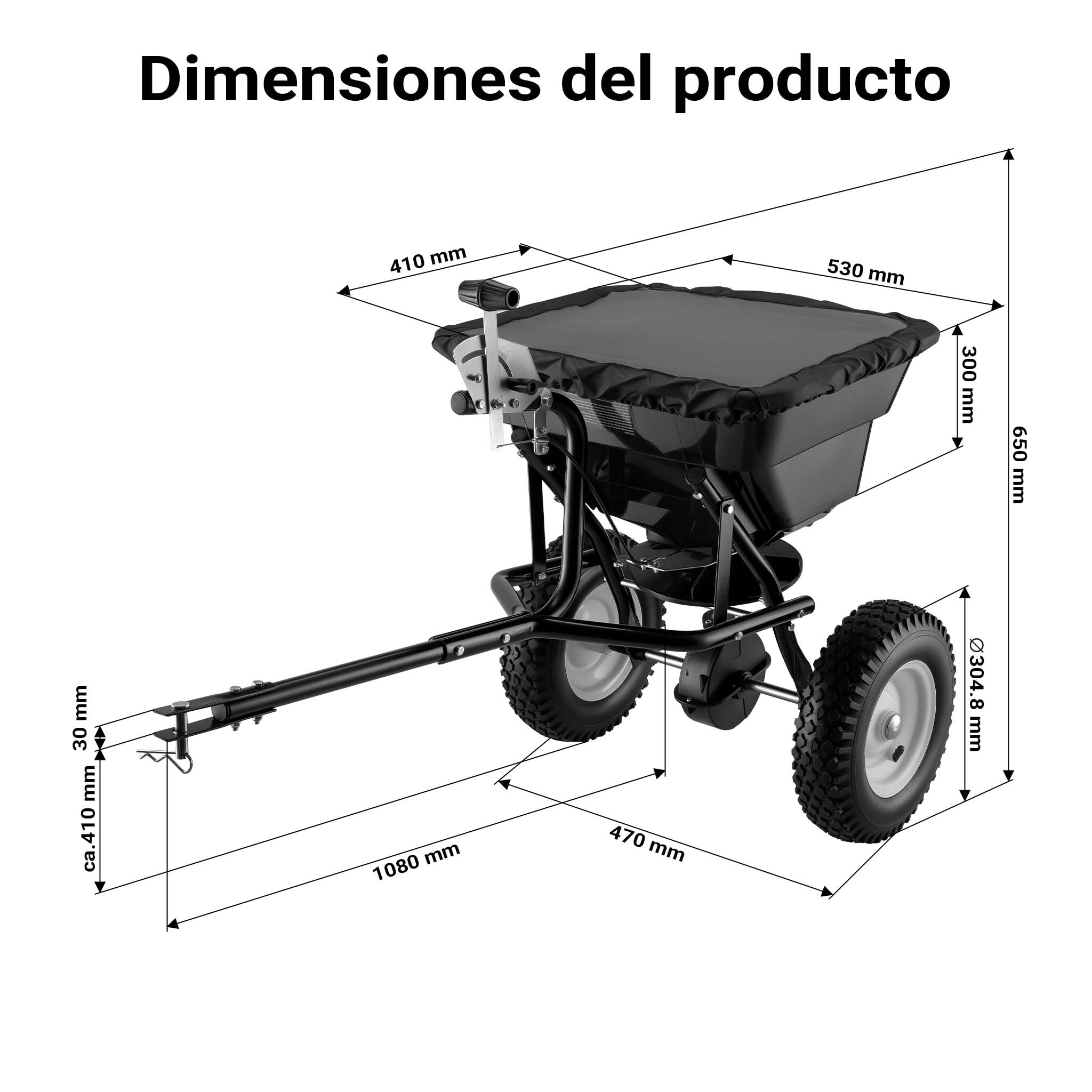 Esparcidor GT1507 Capacidad 29L Esparcidor Semillas, abono, Sal Accesorios jardinería Cuidado jardín