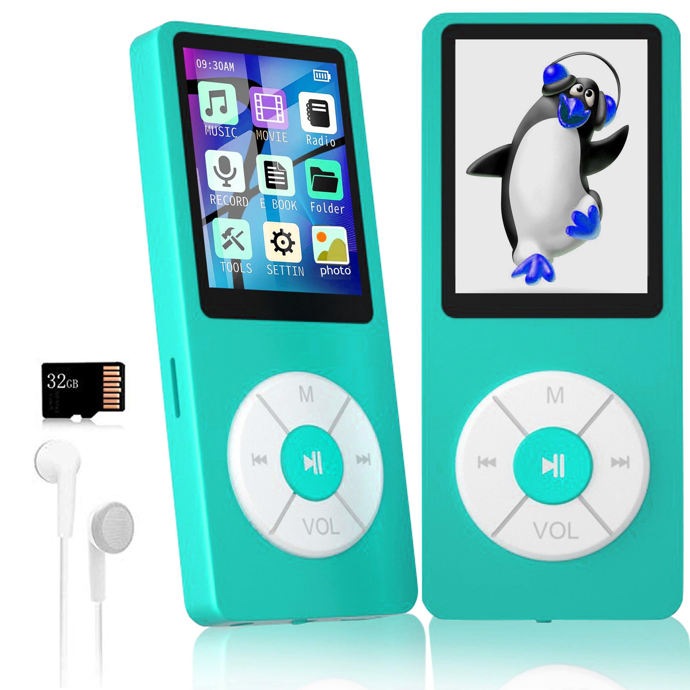 MP3 Player with 32GB TF Card, Built-in HD Speaker, Portable Hi-Fi Music Player with Video/Voice Recorder/FM Radio/Photo Viewer/E-Book Player for Kids