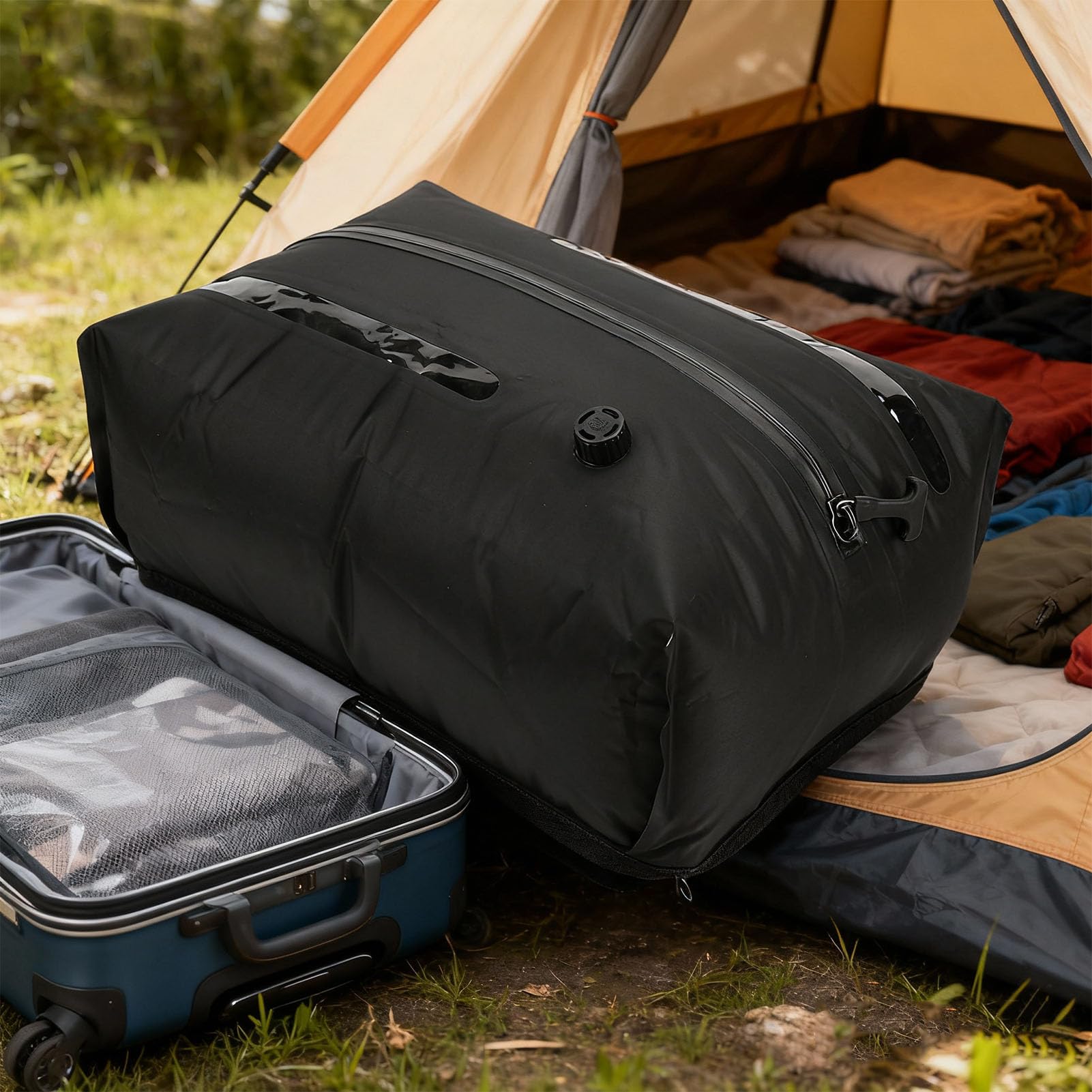 Bolsa de Vacío para Equipaje de Viaje |Bolsa de compresión reutilizable ahorra un 50% de espacio |Cubo de embalaje hermético para ropa/playa/gimnasio |Nailon 70D. (25L)