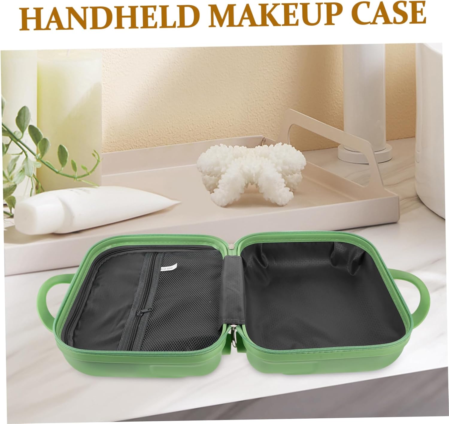 NOLITOY Portable Makeup Luggage Case Elastic Strap Cosmetic Organizer for Travel Stylish Vanity Bag with Multiple Compartments for Women for Storage and Travel Needs