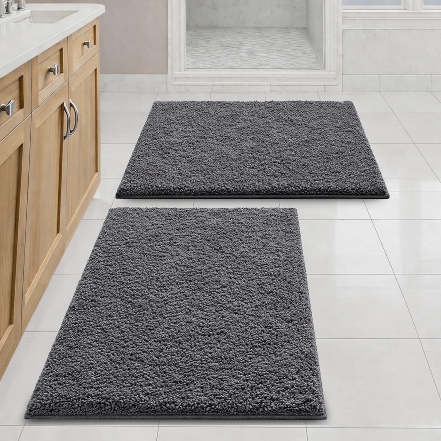 SITTELLA® 1800 GSM Pack of 2 Super Soft Microfiber Bath Mat – Extra Thick, Quick Dry & Anti-Skid Bathroom Rug, Floor Mat & Door Mat, (Grey, 40x60 cm)-image-19