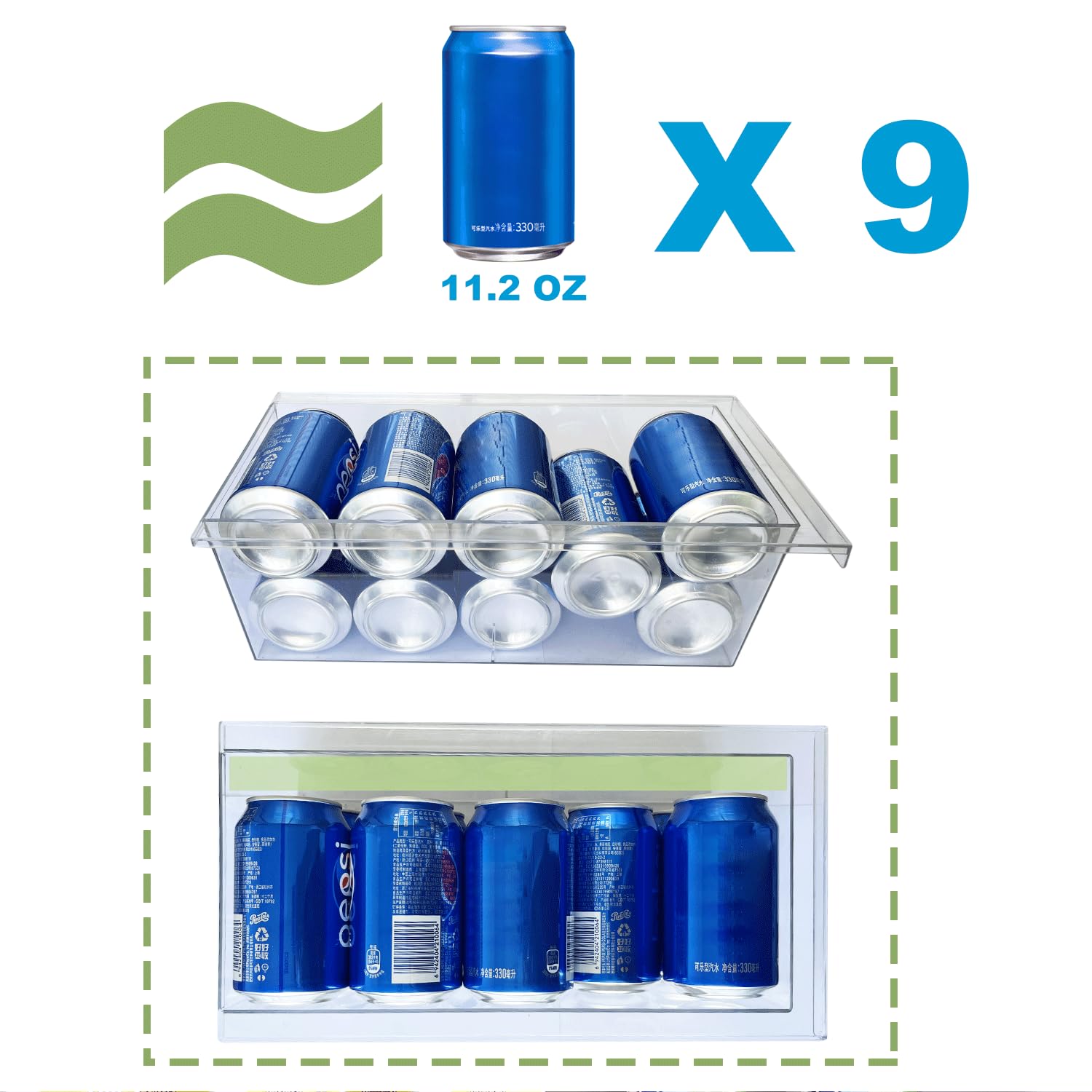 Paquete de 2 organizadores de cajones extragrandes para refrigerador, contenedor de organización de refrigerador para carne, queso, productos y contenedores de almacenamiento deslizantes 5
