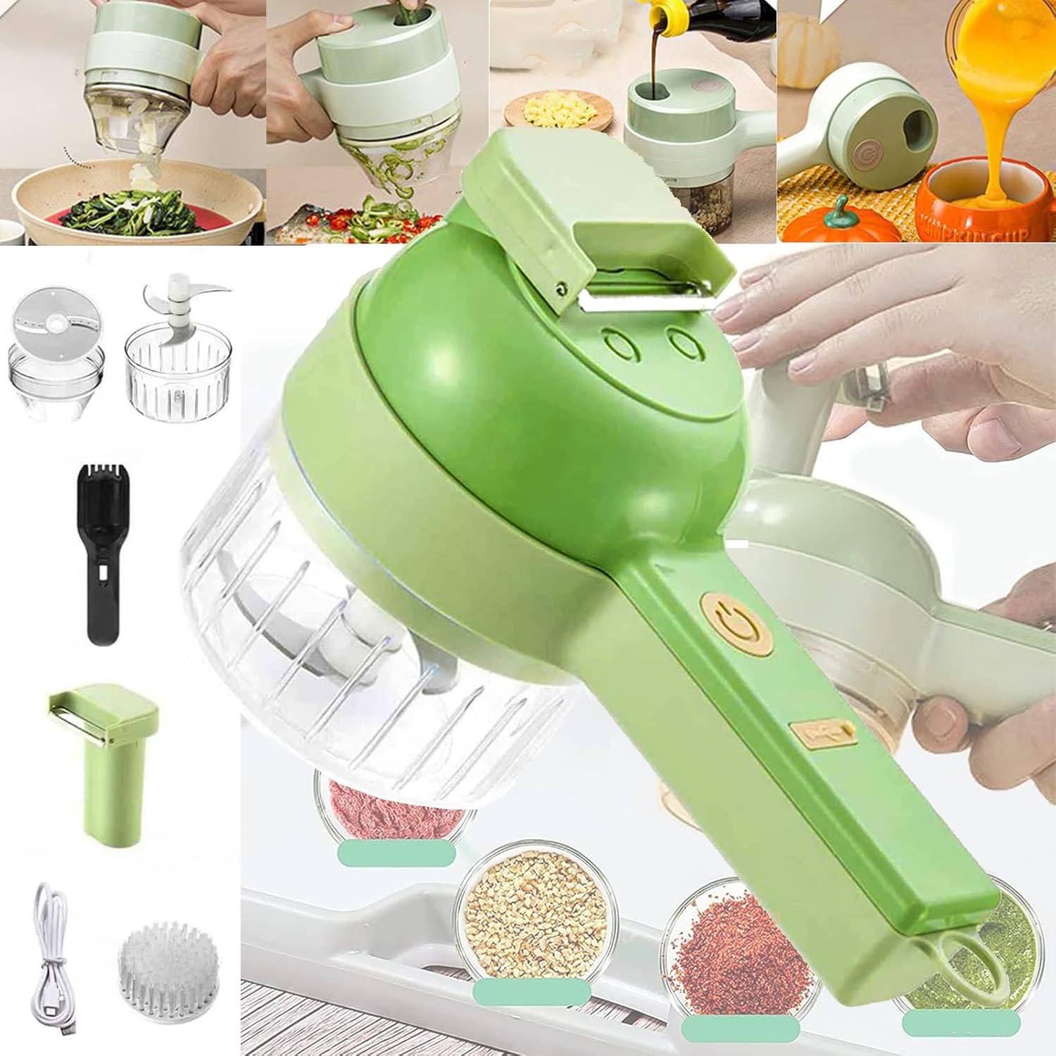 4 in 1 Handheld Electric Vegetable Chopper, Fruit Vegetable Chopper